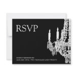 Classy black and White Chandelier RSVP Cards
