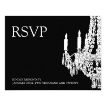 Classy black and White Chandelier RSVP Cards Custom Invitation