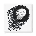 Classy Black And White Ornate Pattern magnets