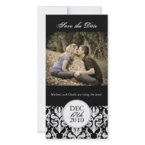 Classy Black and White Save the Date Photocard
