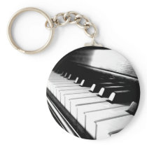 Classy Black & White Piano Photography Keychains