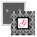 CLASSY DAMASK MONOGRAM,pink fuchsia