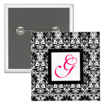 CLASSY DAMASK MONOGRAM,pink fuchsia