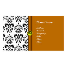 CLASSY DAMASK MONOGRAM ,purple topaz yellow Business Cards