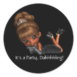 Classy Diva Party Favour Envelope Seal Round Stickers