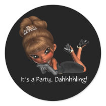 Classy Diva Party Favour Envelope Seal Round Stickers