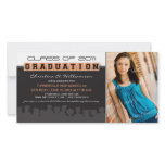 Classy Ebony/Peach Graduation Announcement photo cards