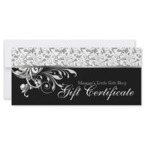 Classy Gift Certificate Retail Floral Black W Rack Card Template