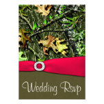 Classy Hot Pink Hunting Camo Wedding RSVP Cards Invites