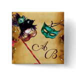 CLASSY MARDI GRAS MASQUERADE PARTY MONOGRAM buttons
