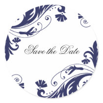 Classy Navy and White Wedding Stickers