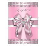 Classy Pink and Silver RSVP Custom Announcements