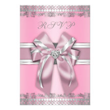 Classy Pink and Silver RSVP Custom Announcements