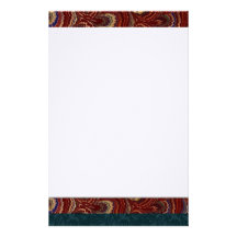 Classy Red Peacock Feather Border Stationery