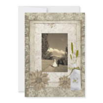 Classy Rustic Daisy Photo Wedding invitation