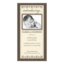 Classy Taupe Customised Birth Announcement Photo Card