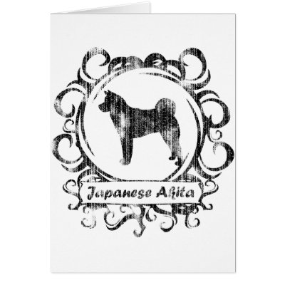 Classy Weathered Akita Greeting Cards by MenagerieMayhem