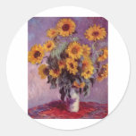 Claude Monet Bouquet of Sunflowers Round Stickers