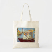 Claude Monet by Edouard Manet Canvas Bags