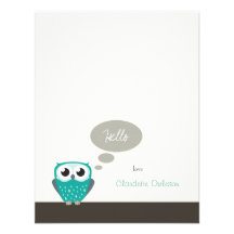 Claude the Little Owl | Flat Note Card Personalized Announcement