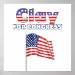 Clay for Congress Patriotic American Flag Poster