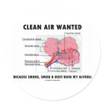 Clean Air Wanted (Health & Medicine Alveoli Humour stickers
