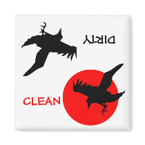 "CLEAN / DIRTY" Black Crow Dishwasher Magnet