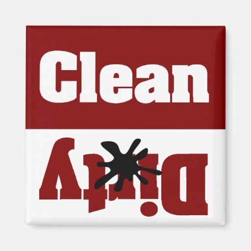 clean dirty red dishwasher magnet
