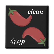 Clean or Dirty Chilli Peppers Dishwasher Magnet