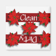 Clean or Dirty Poinsettas Dishwasher Magnet
