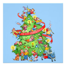 Cleaning The Christmas Tree Holidays Greeting Card Persoonlijke Aankondiging