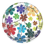 CLEAR PEACE SIGN WITH FLOWERS stickers