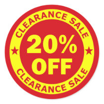 Clearance Sale 20 Percent Off Round Stickers