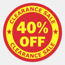 Clearance Sale 40 Percent Off Stickers