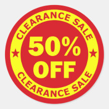 Clearance Sale 50 Percent Off Round Stickers