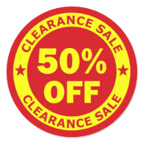Clearance Sale 50 Percent Off Round Stickers