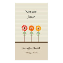 Clergy / Priest - Cute Floral Theme Business Card Templates