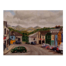 Clifden Ireland Cityscape Impressionistic Painting Postcard