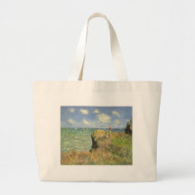Cliff Walk Pourville, Monet, Vintage Impressionism Canvas Bag