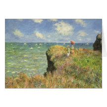Cliff Walk Pourville, Monet, Vintage Impressionism Greeting Card