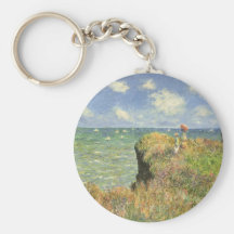 Cliff Walk Pourville, Monet, Vintage Impressionism Keychains