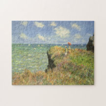 Cliff Walk Pourville, Monet, Vintage Impressionism Jigsaw Puzzles
