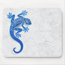 Climbing Blue Gecko on a White Wall Mousepads