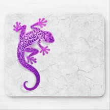 Climbing Purple Gecko on a White Wall Mousepad