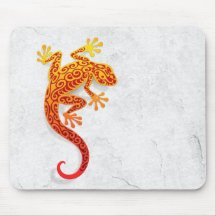 Climbing Red Gecko on a White Wall Mousepad