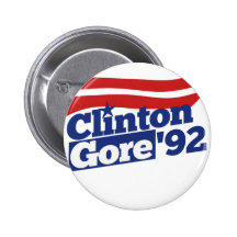 Clinton Gore 92 retro politics Pinback Buttons