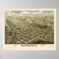 Clinton, MA Panoramic Map - 1876 Poster