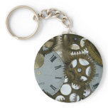 Clock cogs in ice key chain