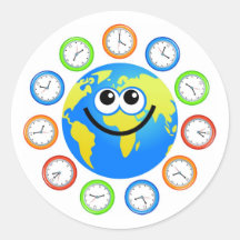 Clock Globe Round Stickers