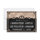 Clockwork Silhouette, 3.5"x5" wedding rsvp invitations